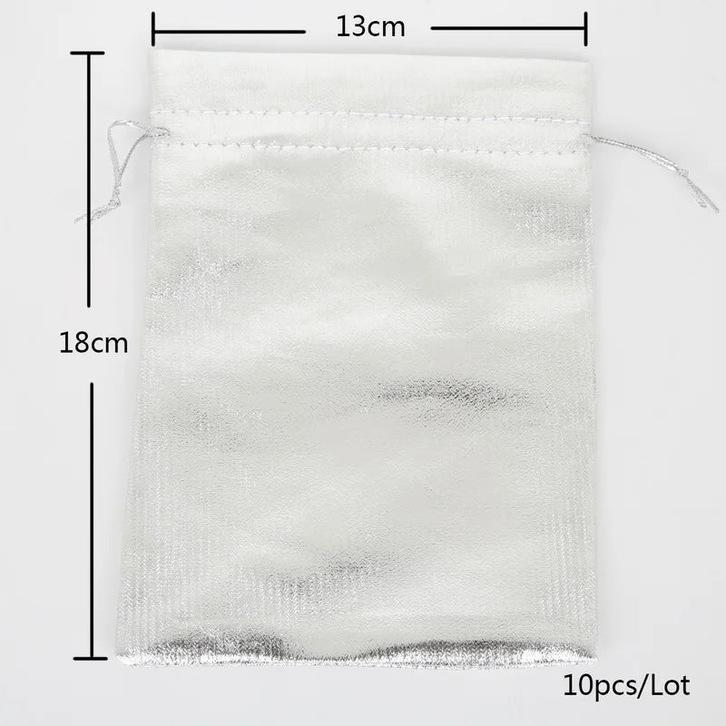 50pcs Silver Velvet Wedding Gift Bags & Pouches, Drawstring Jewelry Packaging