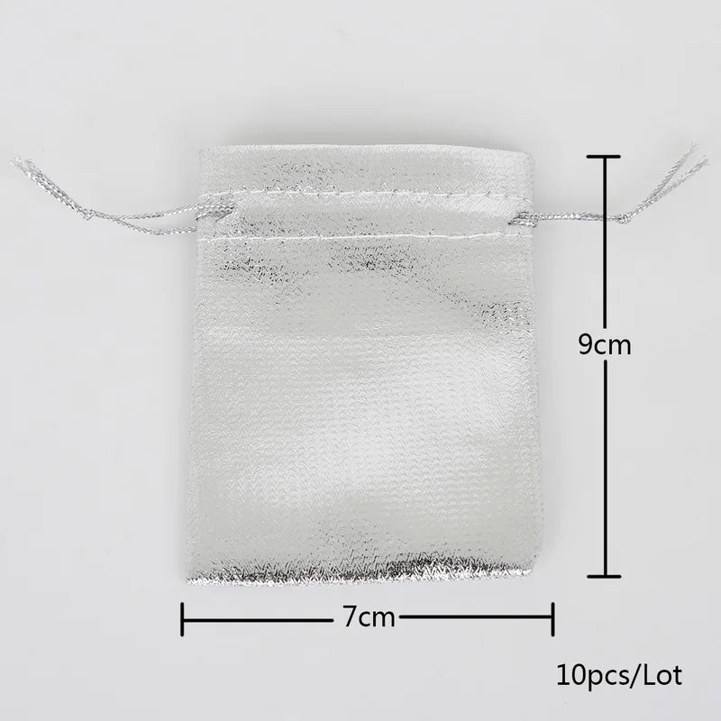 50pcs Silver Velvet Wedding Gift Bags & Pouches, Drawstring Jewelry Packaging