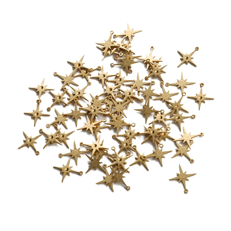 50pcs Brass Star Charms Pendant DIY Jewelry Making Findings