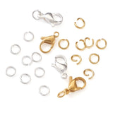 50pcs 304 Stainless Steel Lobster Claw Clasps w/ Open Jump Rings Mixed