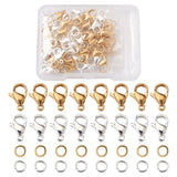 50pcs 304 Stainless Steel Lobster Claw Clasps w/ Open Jump Rings Mixed