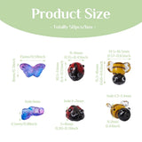 50pcs/box 3D Bees Lampwork Glass Charms Ladybug Butterfly Spacer Beads