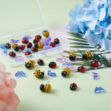 50pcs/box 3D Bees Lampwork Glass Charms Ladybug Butterfly Spacer Beads