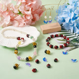 50pcs/box 3D Bees Lampwork Glass Charms Ladybug Butterfly Spacer Beads