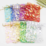 50pcs Colorful Organza Bag Iron Heart Rose Wedding Promotion Bag