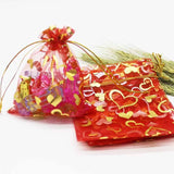 50pcs Colorful Organza Bag Iron Heart Rose Wedding Promotion Bag