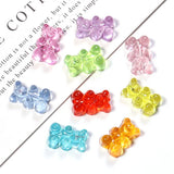 50pcs Bear Acrylic Transparent Loose Beads for DIY Bracelet Necklace Pendant