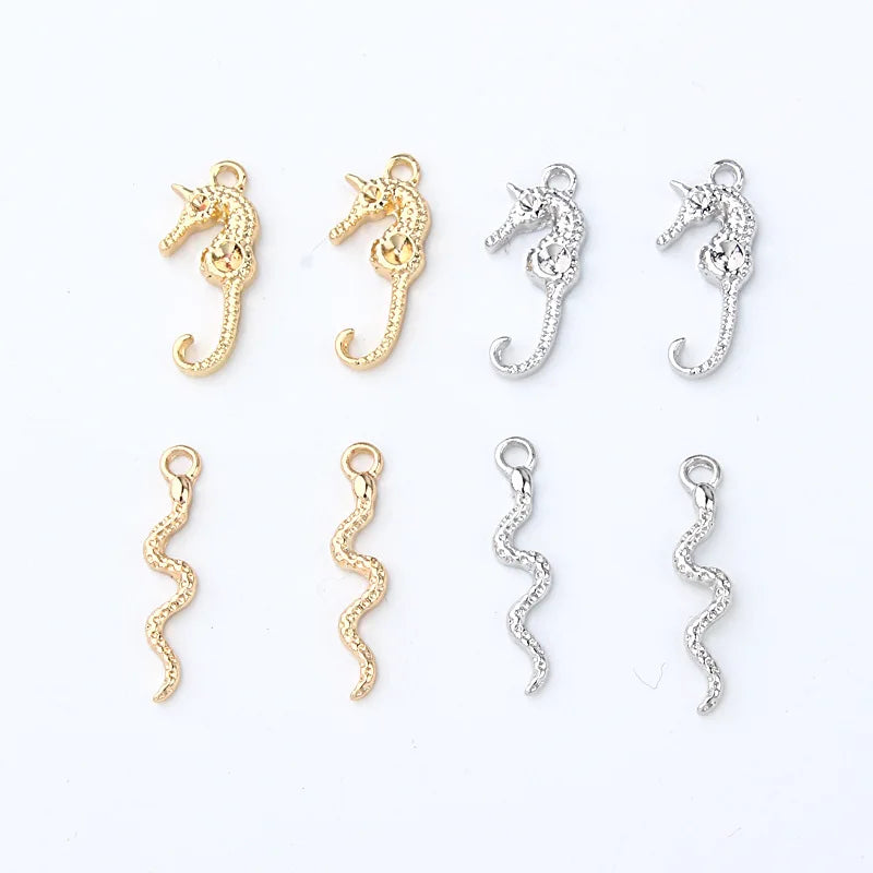 50pcs Alloy Snake Charm DIY Animal Pendants Wedding Jewelry