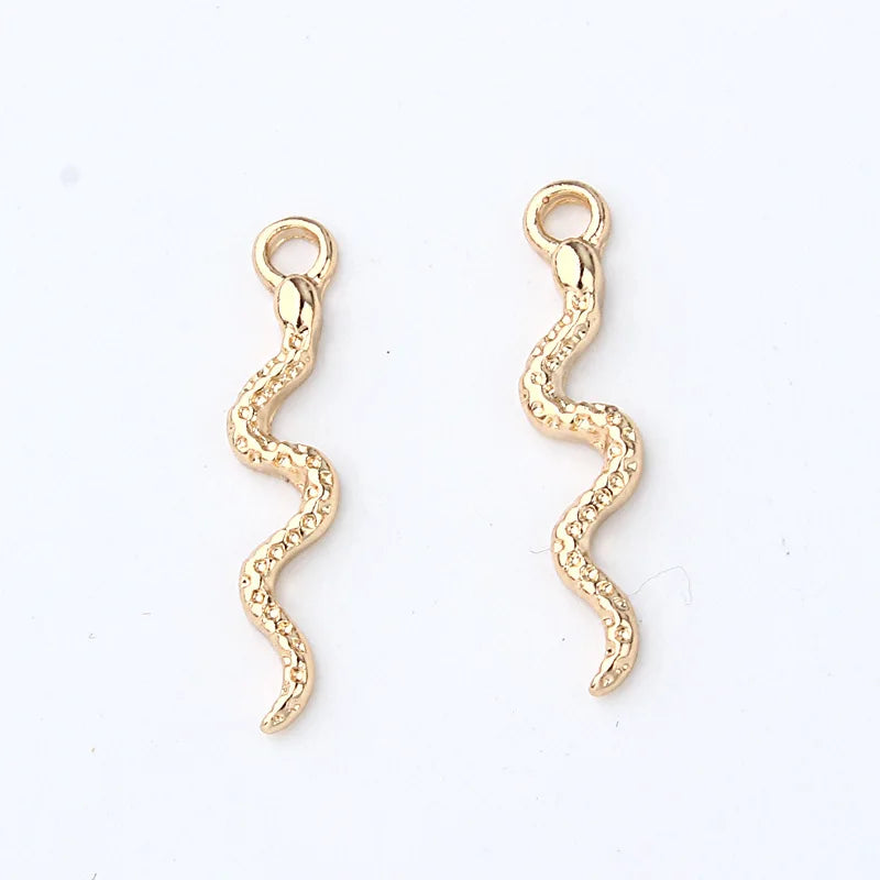50pcs Alloy Snake Charm DIY Animal Pendants Wedding Jewelry