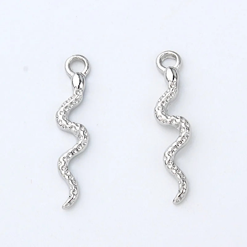 50pcs Alloy Snake Charm DIY Animal Pendants Wedding Jewelry