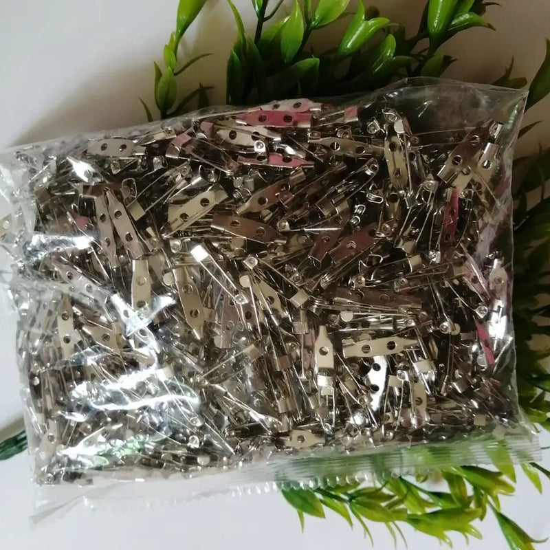 50pcs Nickel/Silver Brooch Clip Base Pins Safety Pins DIY Jewelry Finding