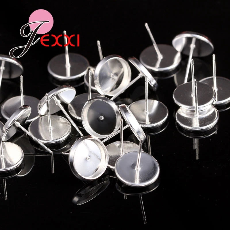 50pcs 925 Sterling Silver Stud Earring Components