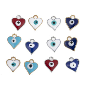 50pcs Mixed Heart Shape Eye Charms Pendants for Jewelry Making