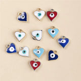 50pcs Mixed Heart Shape Eye Charms Pendants for Jewelry Making