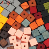 50pcs Natural Wood Beads Cube Spacer for DIY Jewelry Making