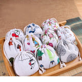50pcs/lot Girls Linen Drawstring Pouch Bags Jewelry Gift Storage Makeup Bag