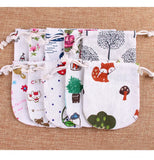 50pcs/lot Girls Linen Drawstring Pouch Bags Jewelry Gift Storage Makeup Bag