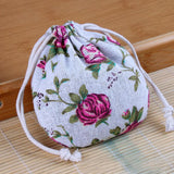 50pcs/lot Girls Linen Drawstring Pouch Bags Jewelry Gift Storage Makeup Bag