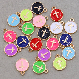 50pcs Enamel Cross Charms for DIY Jewelry Making
