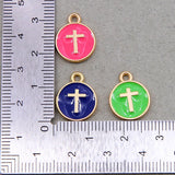 50pcs Enamel Cross Charms for DIY Jewelry Making