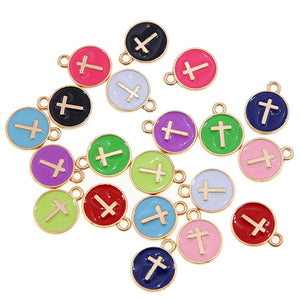 50pcs Enamel Cross Charms for DIY Jewelry Making