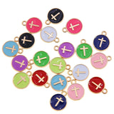 50pcs Enamel Cross Charms for DIY Jewelry Making