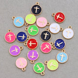 50pcs Enamel Cross Charms for DIY Jewelry Making