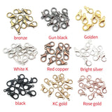 50pcs 12mm Zinc Alloy Lobster Clasp Hooks Jewelry Findings in 9 Colors for DIY