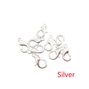 50pcs 12mm Zinc Alloy Lobster Clasp Hooks Jewelry Findings in 9 Colors for DIY