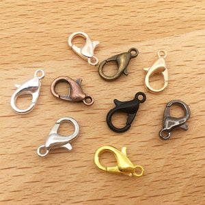 50pcs 12mm Zinc Alloy Lobster Clasp Hooks Jewelry Findings in 9 Colors for DIY