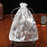 50pcs 13x18cm Rose Organza Gift Bags Drawstring Sheer Tulle Pouches