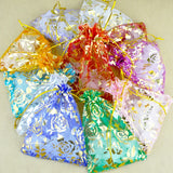 50pcs 13x18cm Rose Organza Gift Bags Drawstring Sheer Tulle Pouches