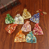 50pcs 13x18cm Rose Organza Gift Bags Drawstring Sheer Tulle Pouches