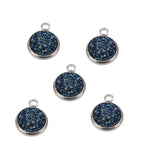 50pcs 14mm Stainless Steel Resin Druzy Charms Multi-color Pendants DIY Jewelry