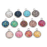 50pcs 14mm Stainless Steel Resin Druzy Charms Multi-color Pendants DIY Jewelry
