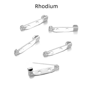 50pcs Rhodium Brooch Clip Base Pins Safety Pins 15-45mm DIY Jewelry Making