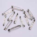 50pcs Rhodium Brooch Clip Base Pins Safety Pins 15-45mm DIY Jewelry Making