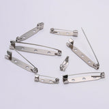 50pcs Rhodium Brooch Clip Base Pins Safety Pins 15-45mm DIY Jewelry Making