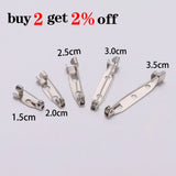 50pcs Rhodium Brooch Clip Base Pins Safety Pins 15-45mm DIY Jewelry Making