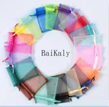 50pcs Organza Bags Pouches Drawstring Wedding Jewelry Packaging