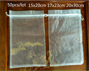50pcs Organza Bags Pouches Drawstring Wedding Jewelry Packaging