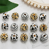50pcs 16mm Mixed Wood Round Beads Leopard Print DIY Necklace Bracelet Making