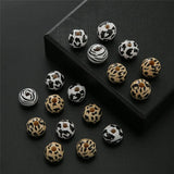 50pcs 16mm Mixed Wood Round Beads Leopard Print DIY Necklace Bracelet Making