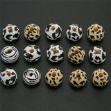 50pcs 16mm Mixed Wood Round Beads Leopard Print DIY Necklace Bracelet Making