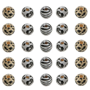 50pcs 16mm Mixed Wood Round Beads Leopard Print DIY Necklace Bracelet Making