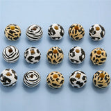 50pcs 16mm Mixed Wood Round Beads Leopard Print DIY Necklace Bracelet Making