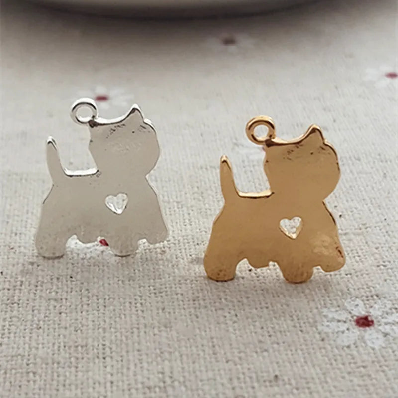 50pcs 17*21mm Silver Cat Charms Pendant for DIY Bracelet Jewelry Making