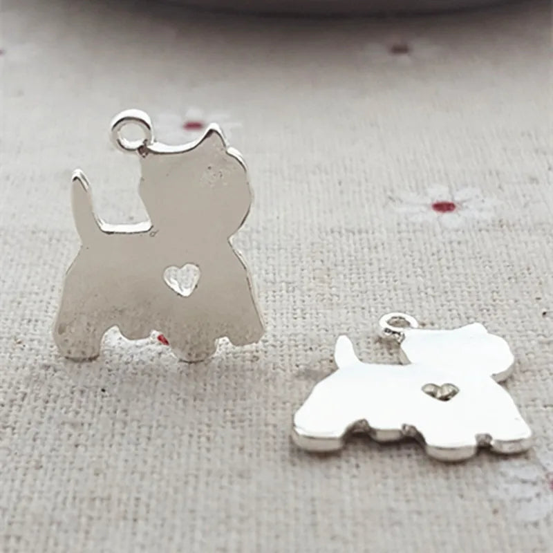 50pcs 17*21mm Silver Cat Charms Pendant for DIY Bracelet Jewelry Making