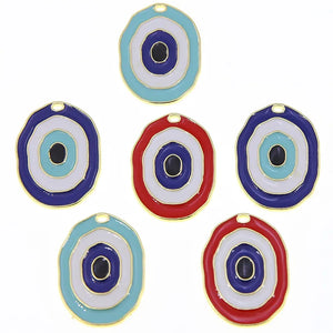 50pcs Alloy Enamel Evil Eye Earring Charms Necklace Pendant Lucky Jewelry