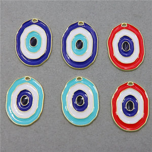 50pcs Alloy Enamel Evil Eye Earring Charms Necklace Pendant Lucky Jewelry